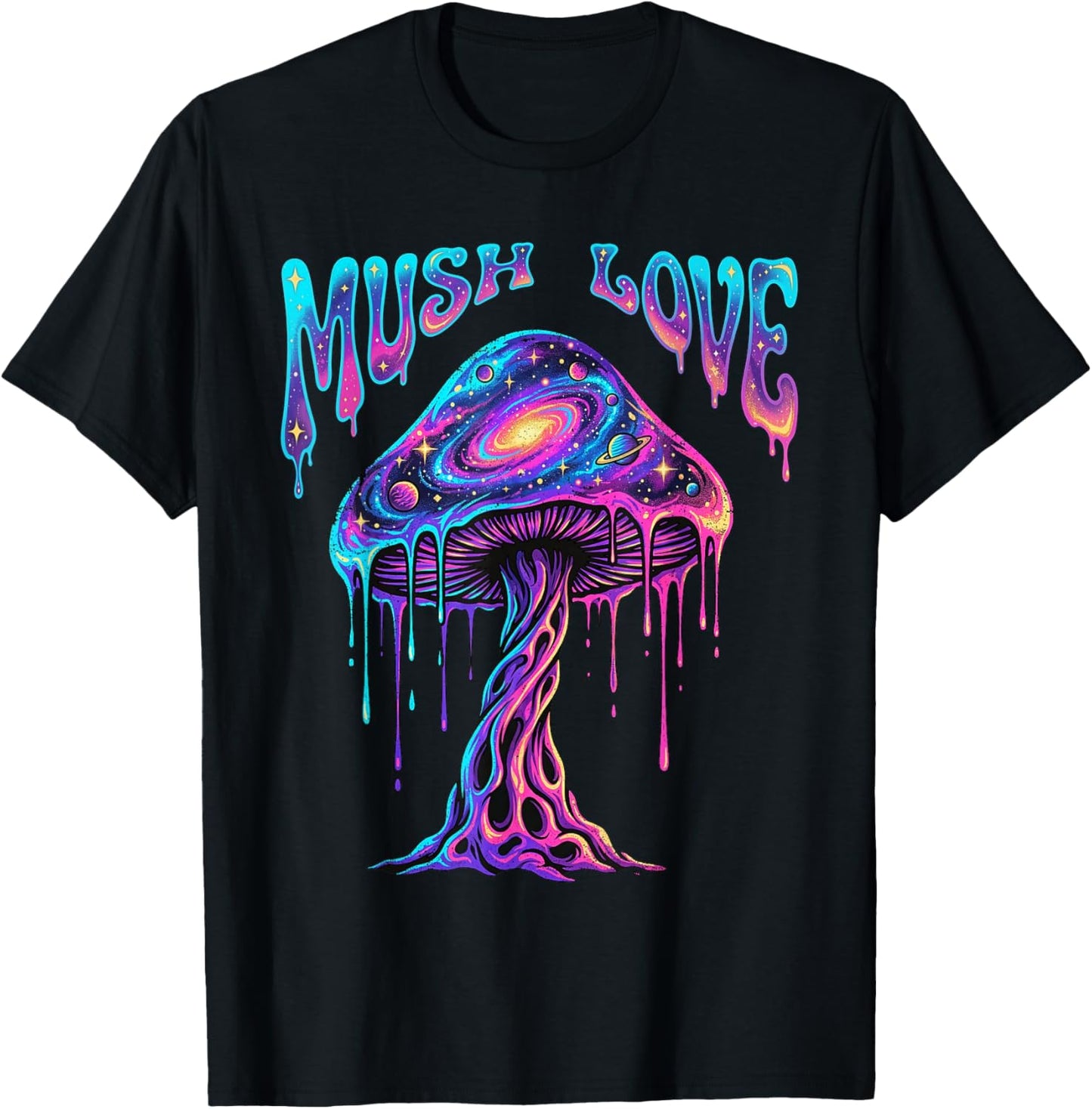 Mush Love Cute Mushroom Hippie Forest Nature Fungi Lovers T-Shirt - T-Shirt | Black