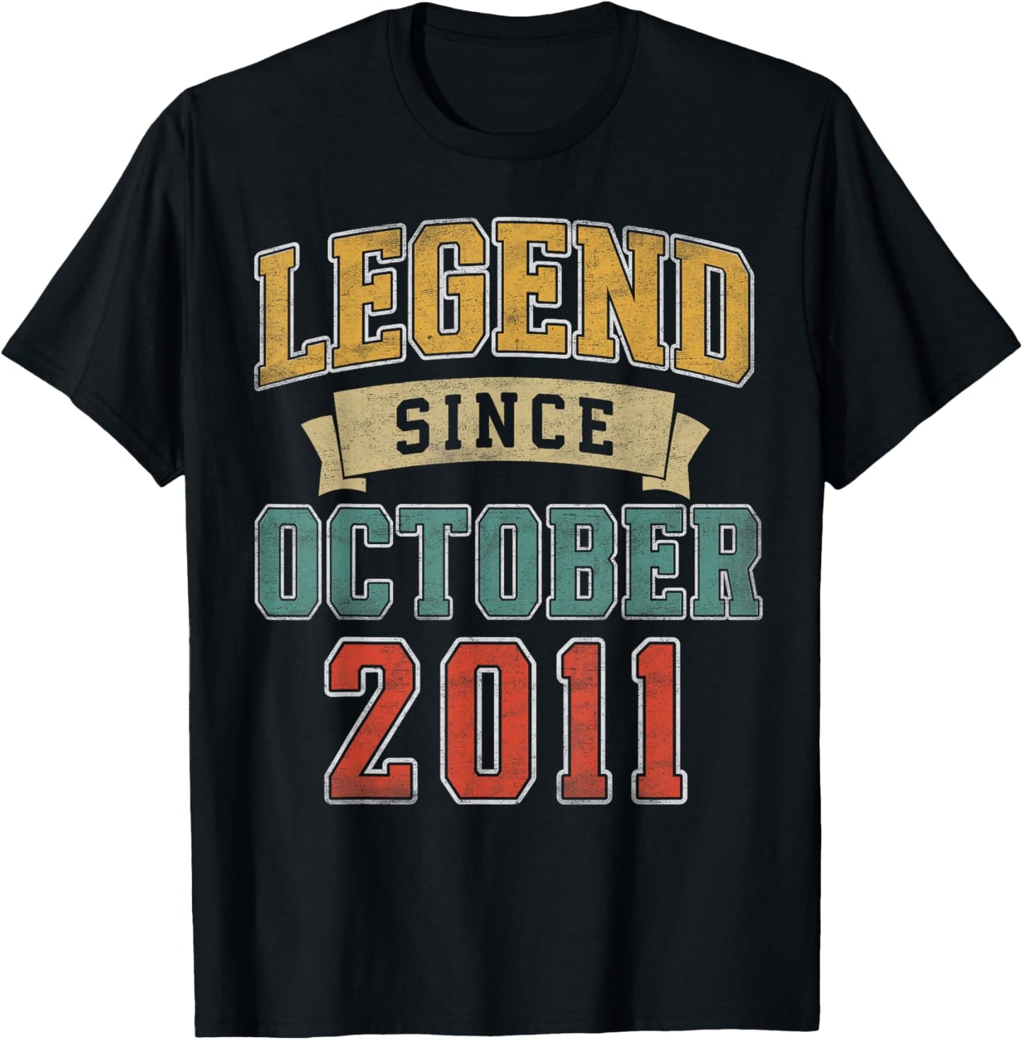 Legend October 2011 14th Birthday Boy Girl 14 Year Old T-Shirt - T-Shirt | Black