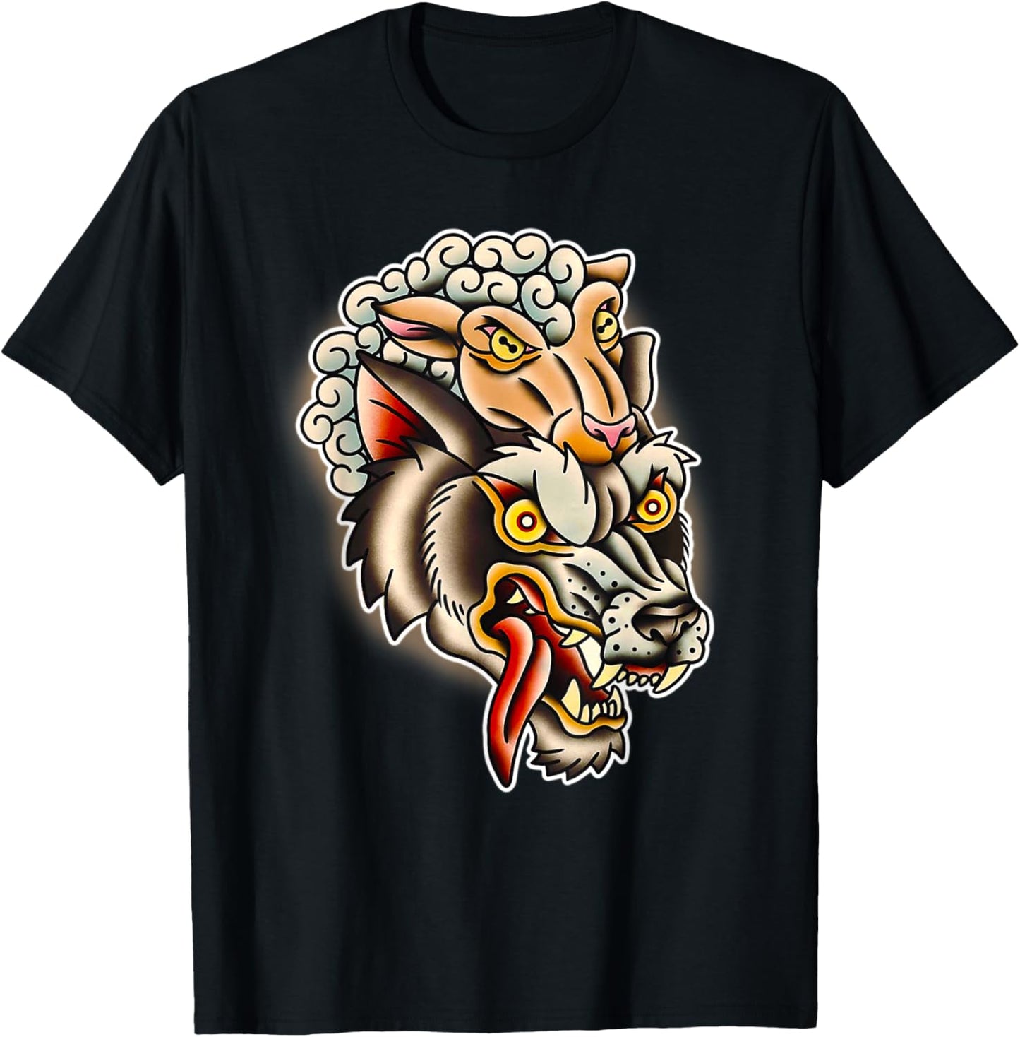 Wolf in Sheeps Clothing Tattoo Flash T-Shirt - T-Shirt | Black