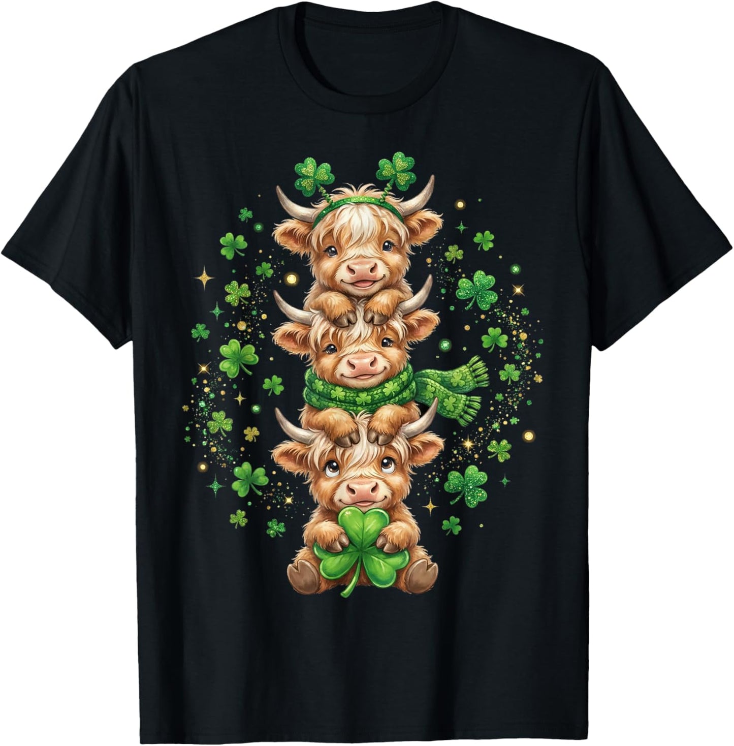 Farm Cow St Patricks Day Women Shamrock Saint Pattys T-Shirt - T-Shirt | Black