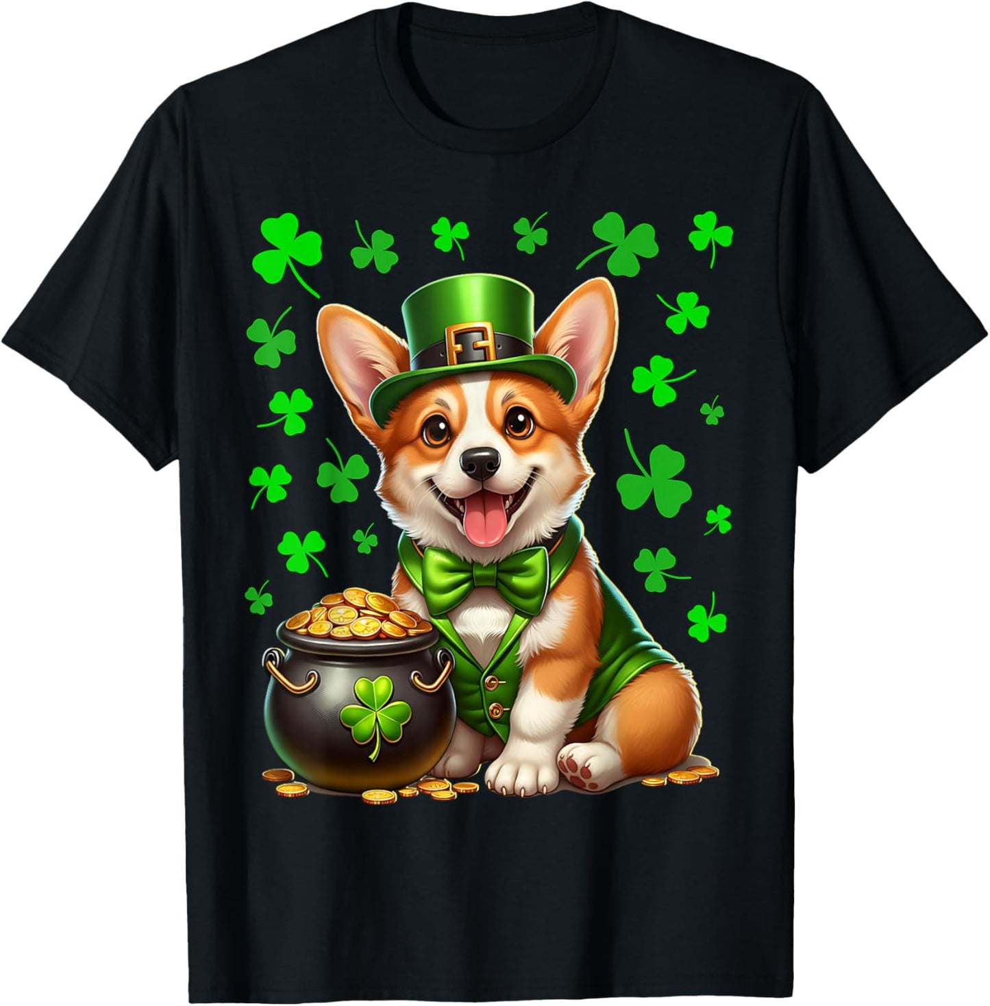 Funny Corgi Saint Patricks Day Costume Corgi T-Shirt - T-Shirt | Black