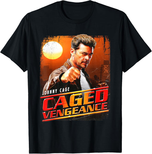 Mortal Kombat 2 Johnny Cage Caged Vengeance T-Shirt - T-Shirt | Black