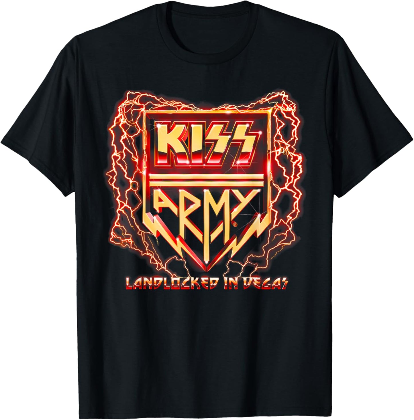 Official Exclusive KISS Army Landlocked Lightning T-Shirt - T-Shirt | Black