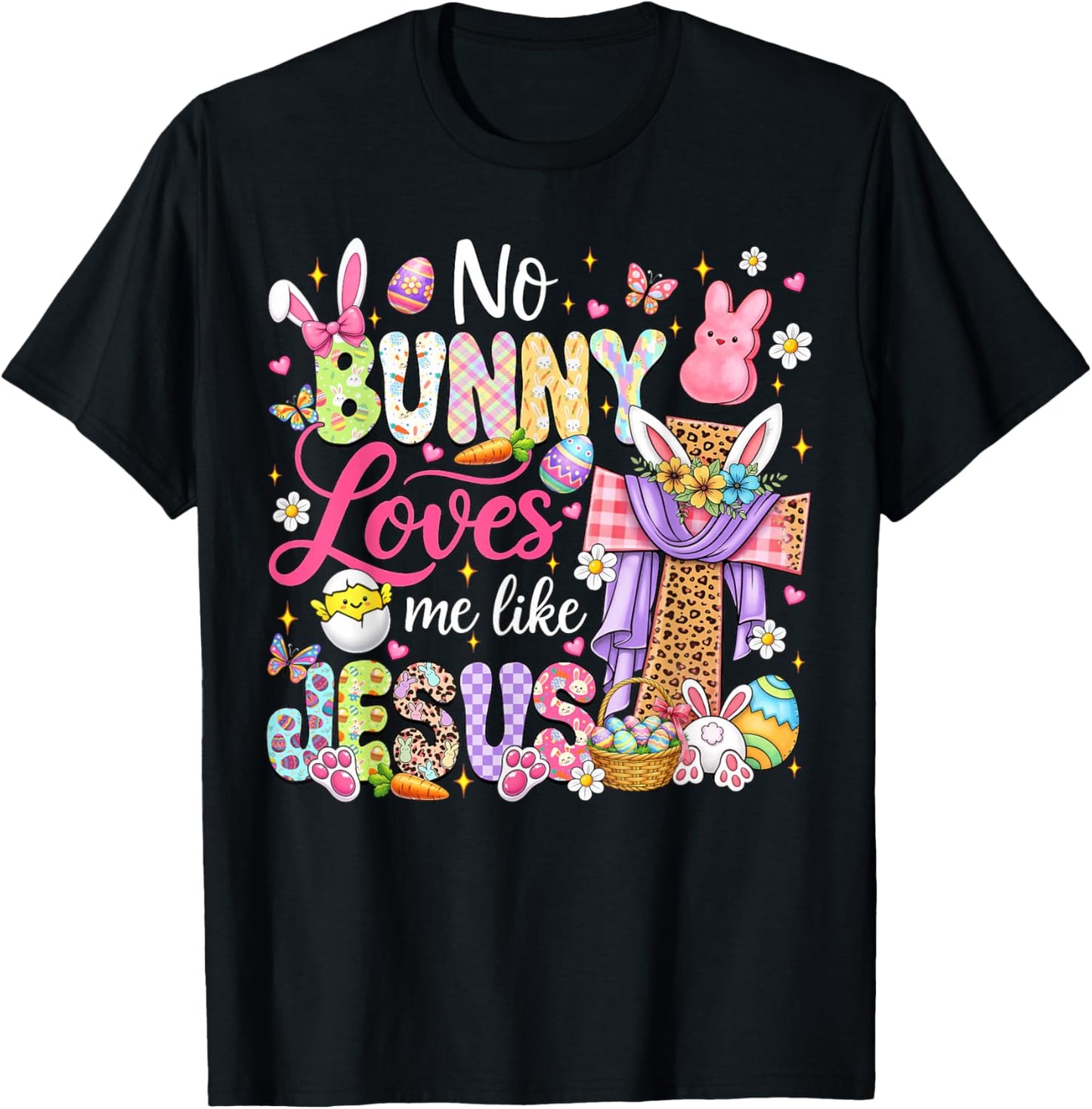 No Bunny Loves Me Like Jesus Easter Christian Kids Women T-Shirt - T-Shirt | Black