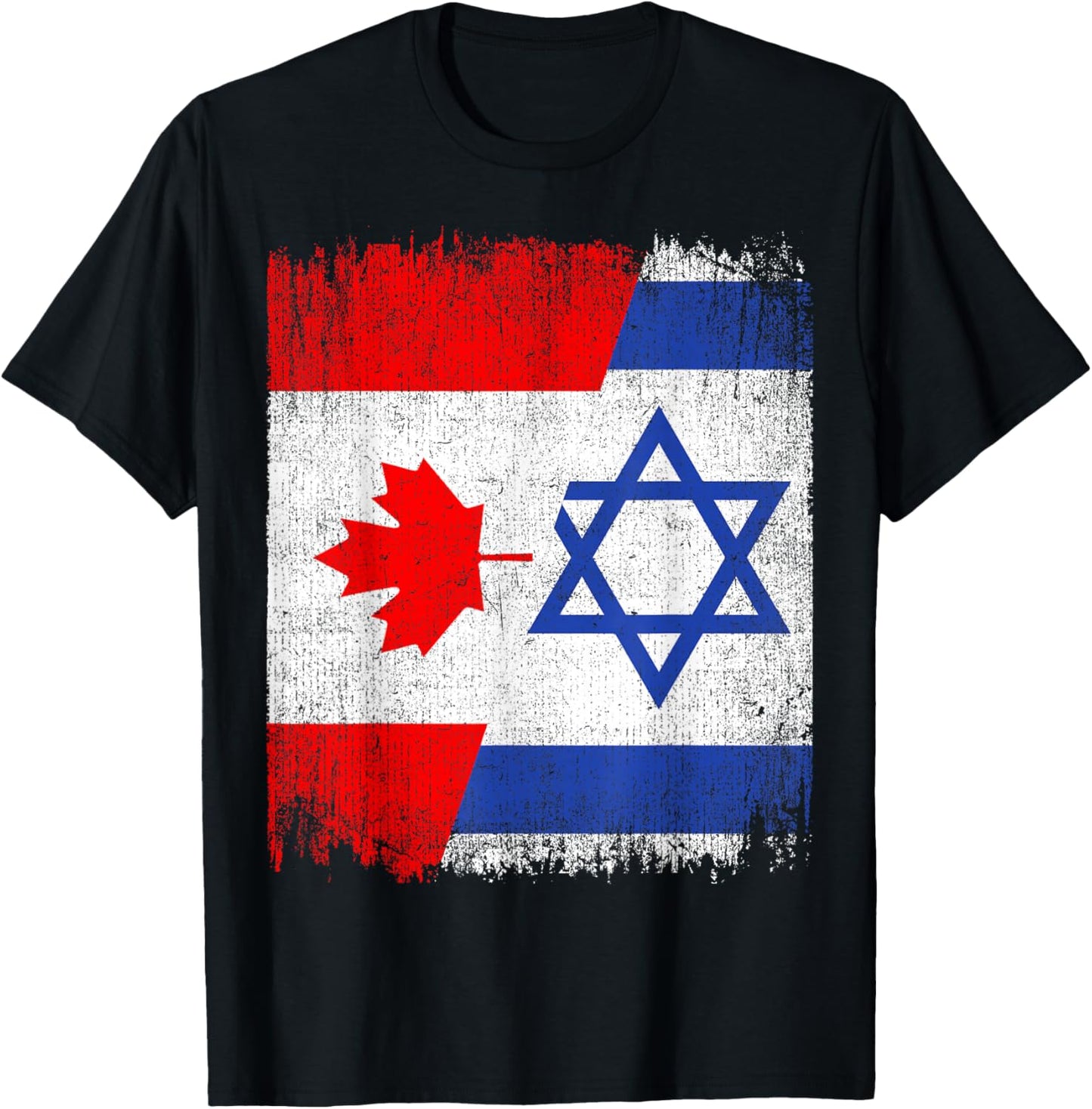 Half Canada Israel Flag Canadian Israelis Pride Roots T-Shirt - T-Shirt | Black