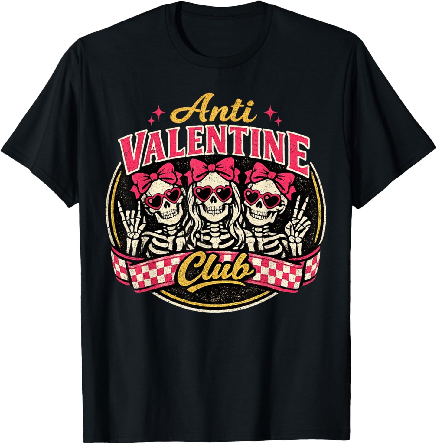 Funny Valentine's Day Friends Group Anti Valentine Club T-Shirt - T-Shirt | Black