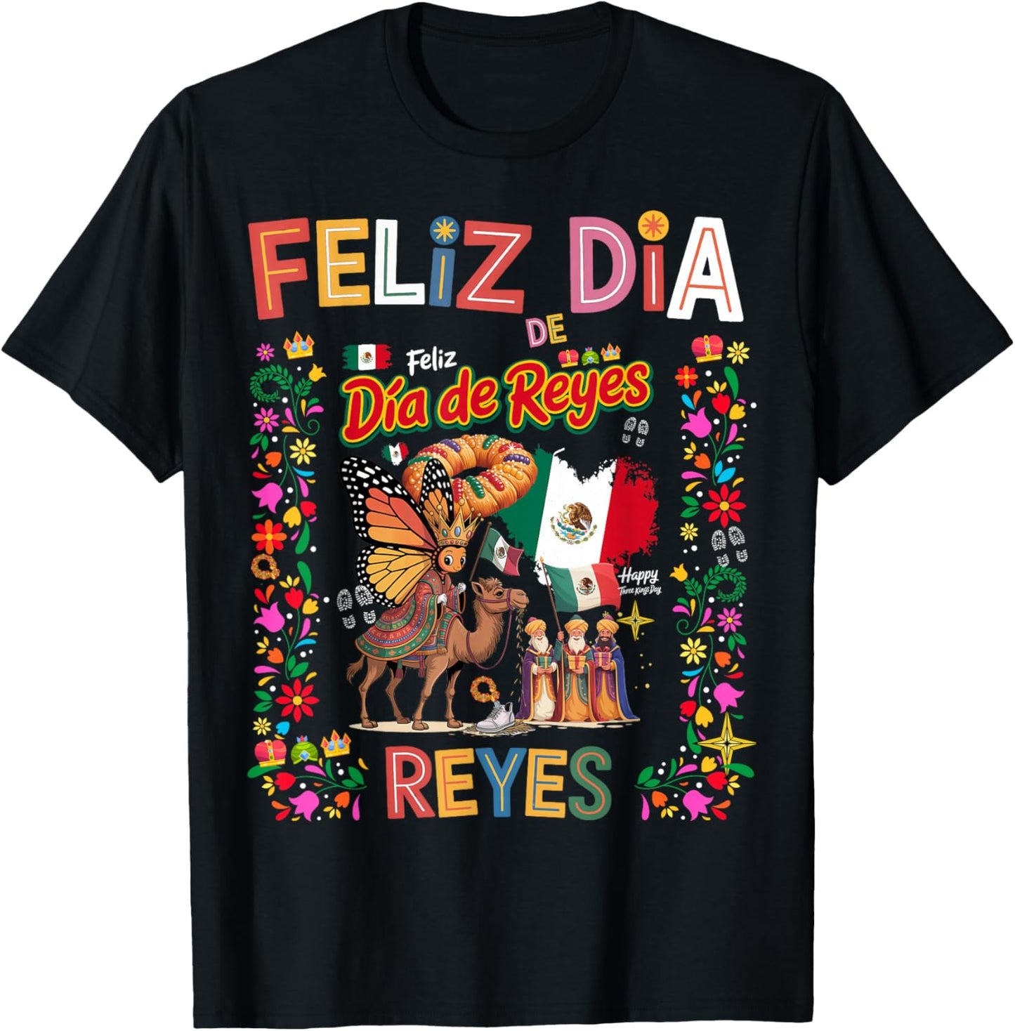 Three Kings Day Mexico Idea for Kids Mexican Rosca De Reyes T-Shirt - T-Shirt | Black