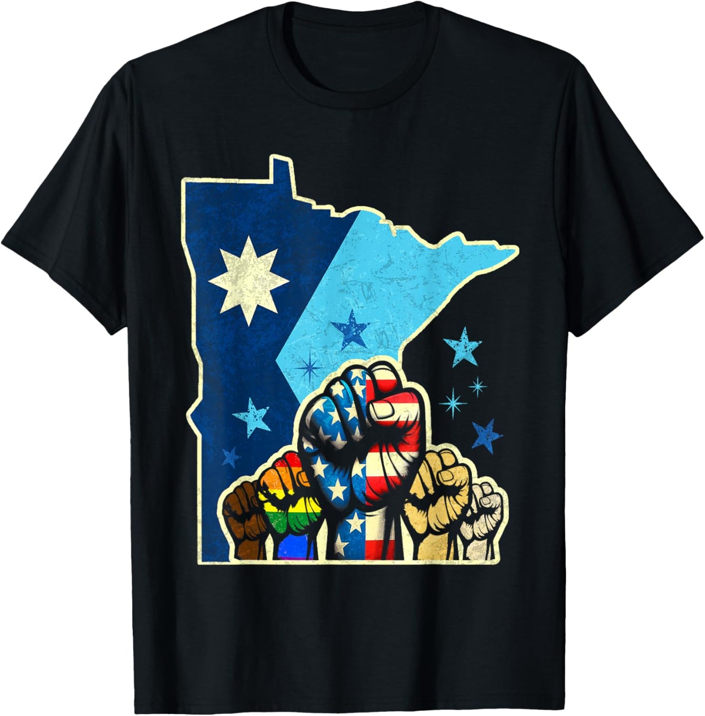 Resist Minnesota Rebel New State Flag Men Women T-Shirt - T-Shirt | Black
