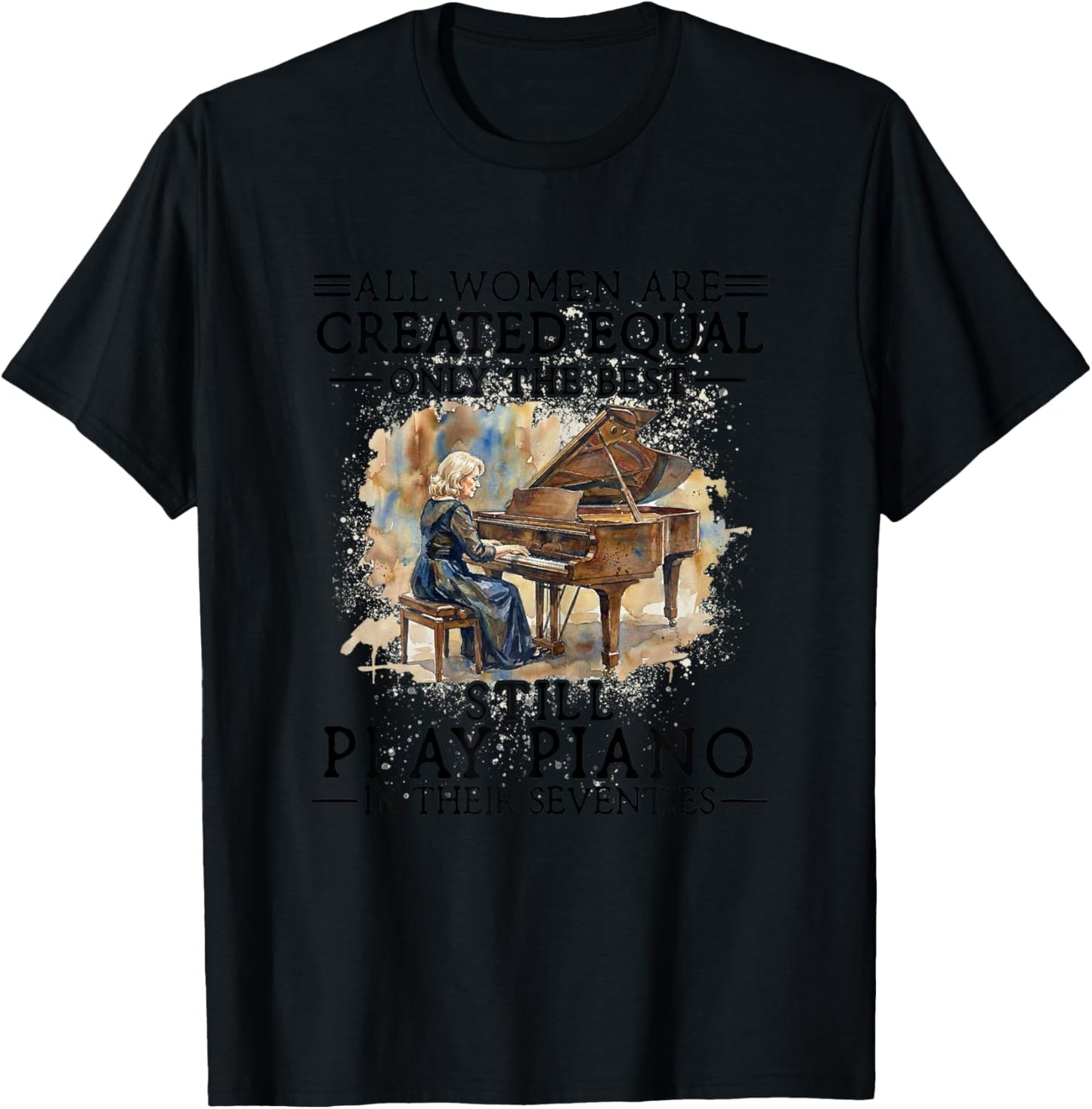 Funny 70th Birthday Piano Gifts Women 70 Years Old Pianist T-Shirt - T-Shirt | Black