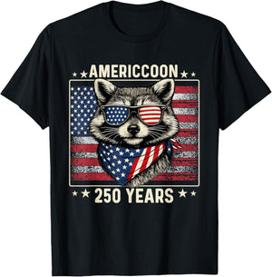 250th Anniversary Raccoon 1776 2026 250 Year 4th of July T-Shirt - T-Shirt | Black