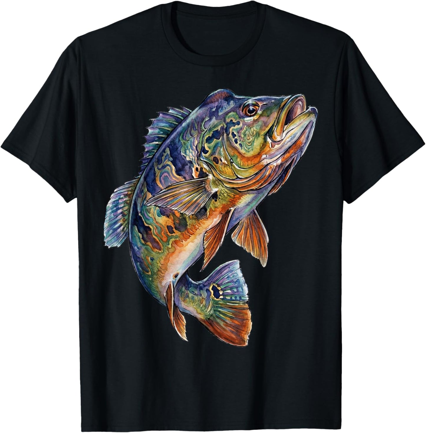 Peacock Bass Fish Abstract Freshwater Aquatic Art T-Shirt - T-Shirt | Black