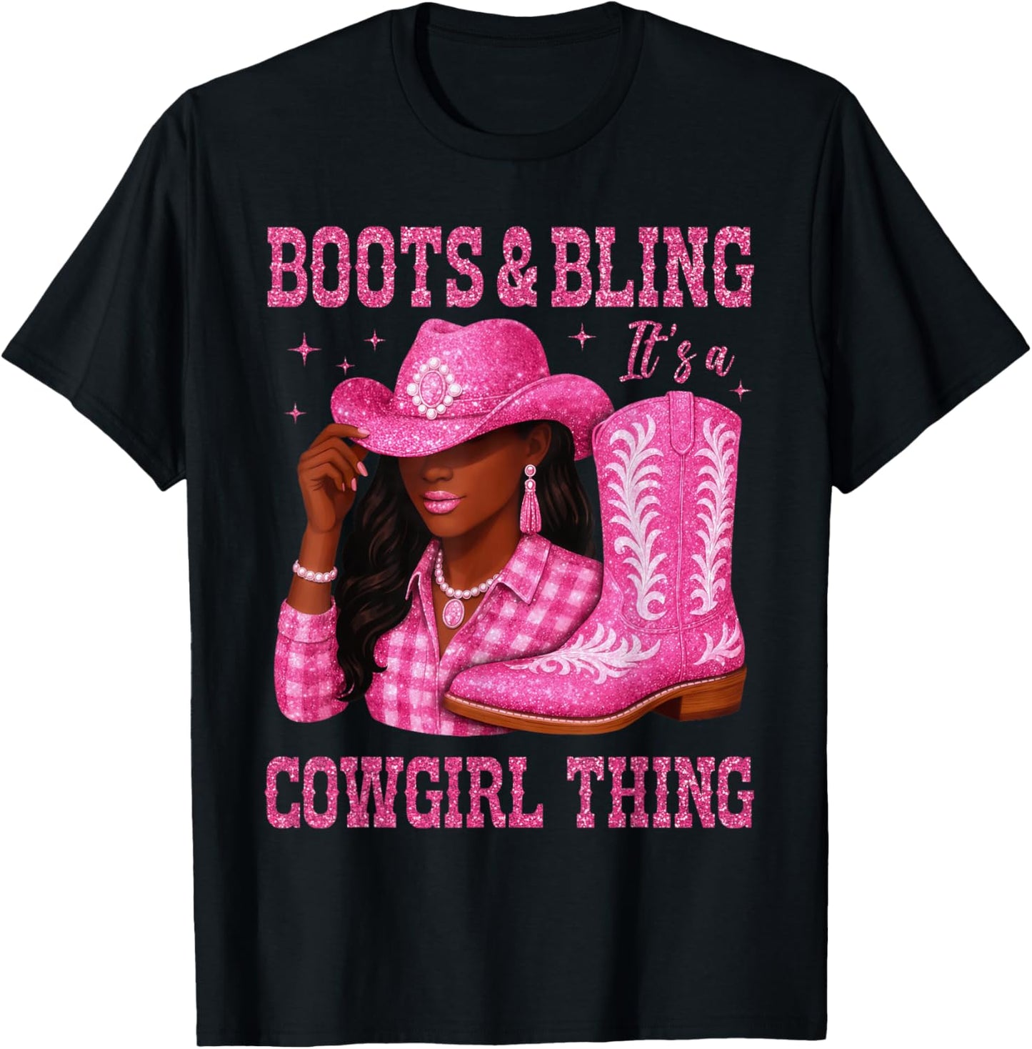Boots & Bling It's A Cowgirl Thing Western Black Cowgirls T-Shirt - T-Shirt | Black