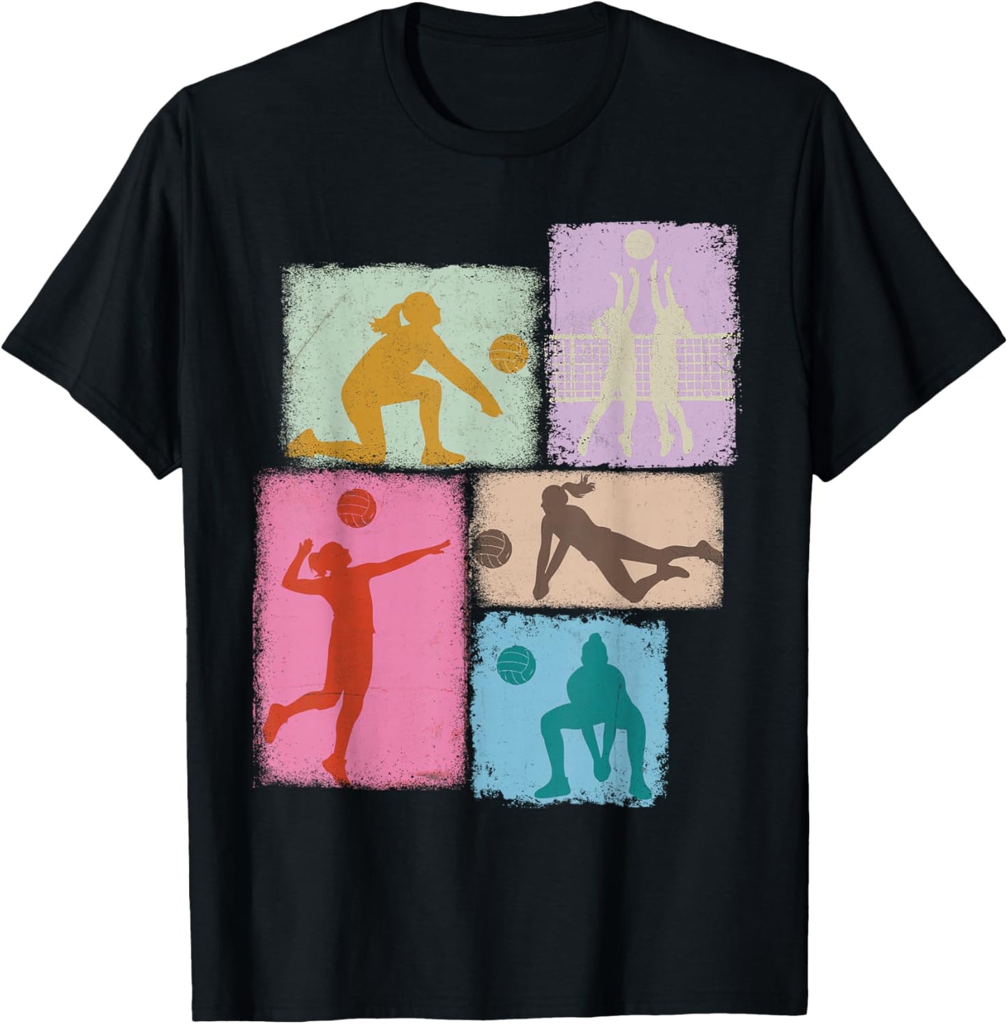 Volleyball Player Collage Women Kids Coach Youth Girl T-Shirt - T-Shirt | Black