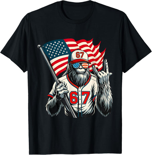 67 Bigfoot Meme Funny Six Seven Gen Alpha Slang T-Shirt - T-Shirt | Black