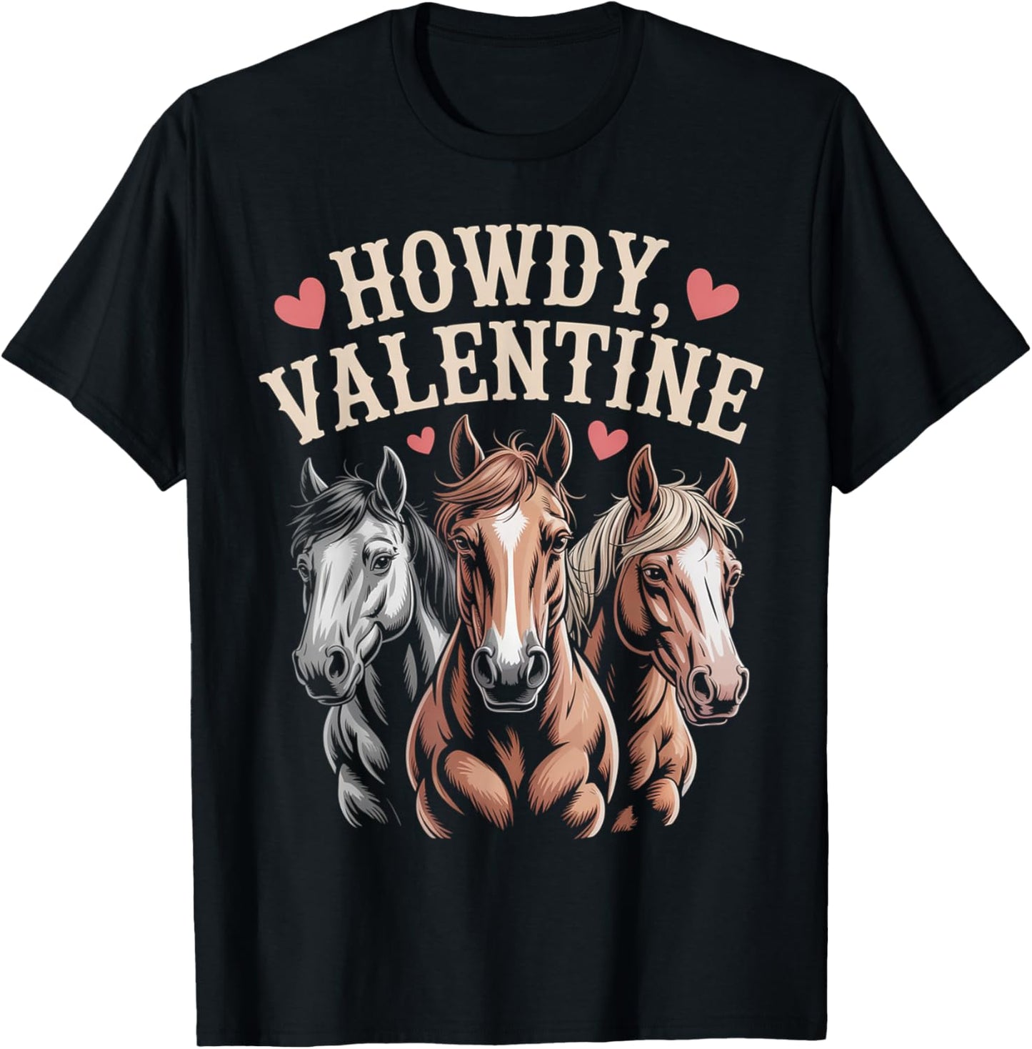 Howdy Valentine Cute Horses Valentines´s Day T-Shirt - T-Shirt | Black