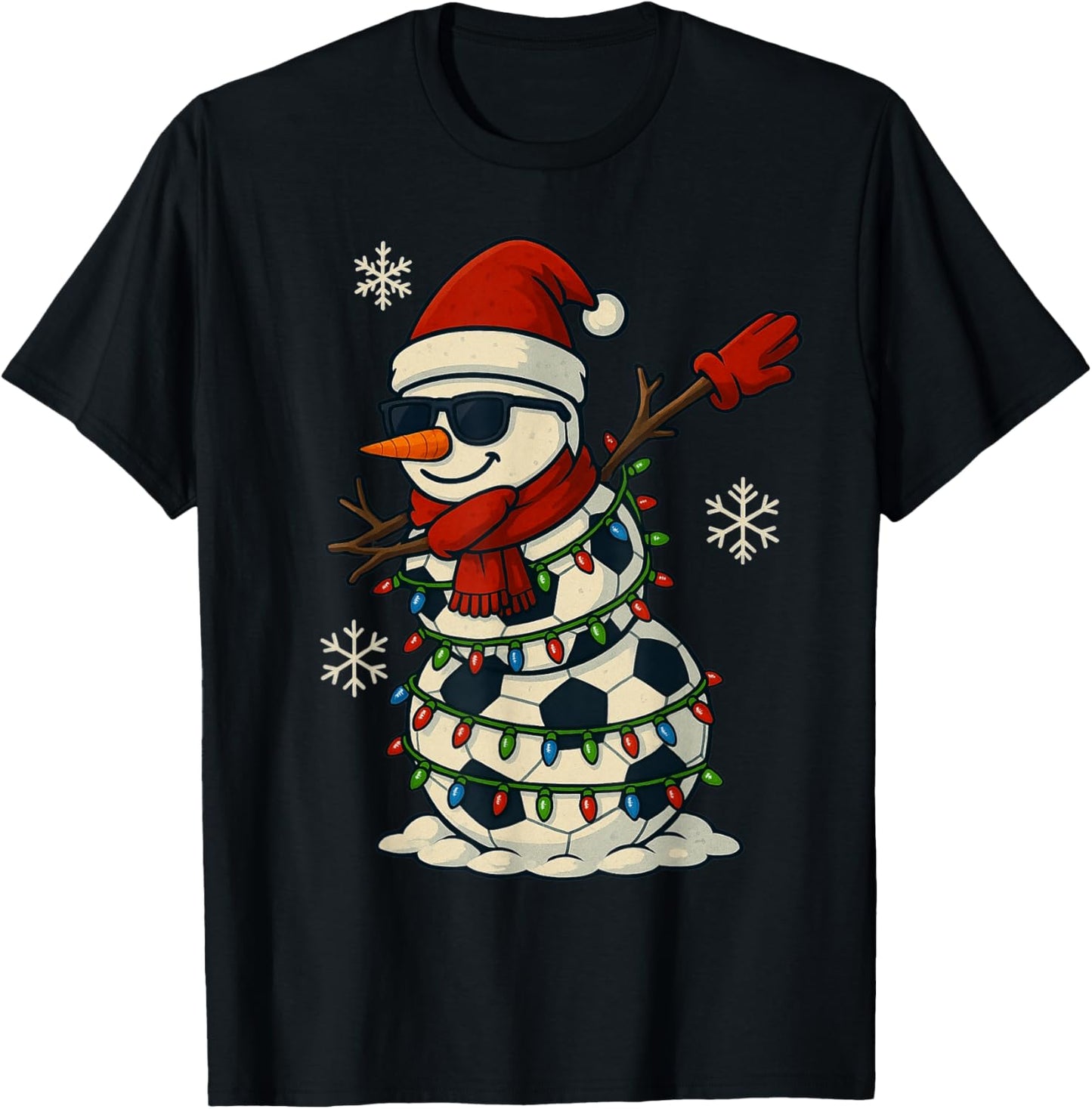 Soccer Balls Snowman Dabbing Funny Christmas Cute Boys Kids T-Shirt - T-Shirt | Black