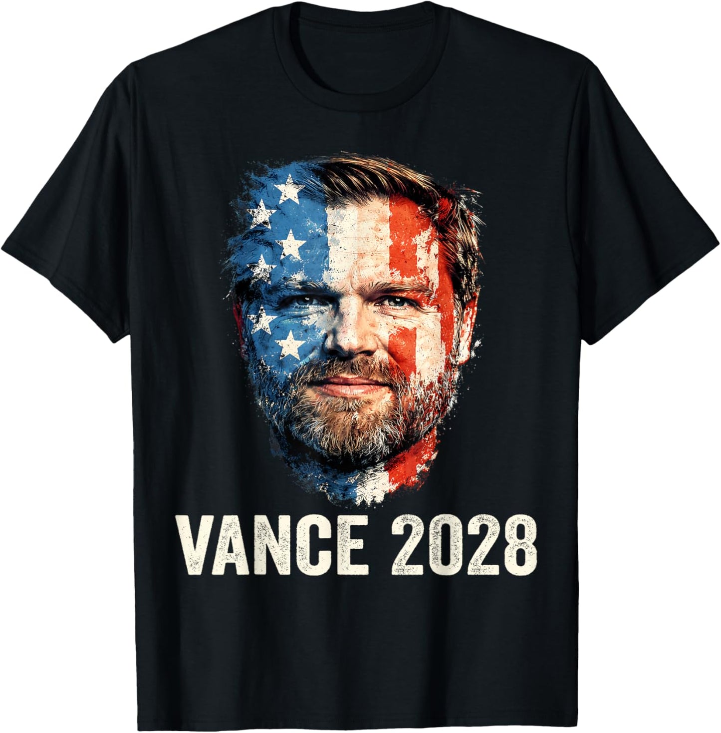 Vance 2028 President 48 US Flag Republican J.D. Vance Retro T-Shirt - T-Shirt | Black