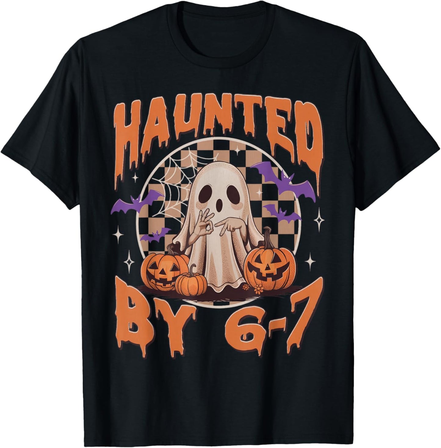 Haunted by 67 – Funny Ghost and Pumpkin Halloween Costume T-Shirt - T-Shirt | Black