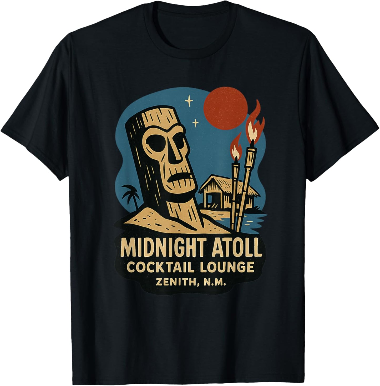 Midnight Atoll Cocktail Lounge - Tiki Bar T-Shirt - T-Shirt | Black
