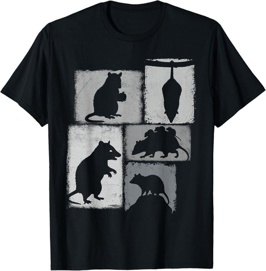Opossum Vintage Collage Trash Animal Lover T-Shirt - T-Shirt | Black