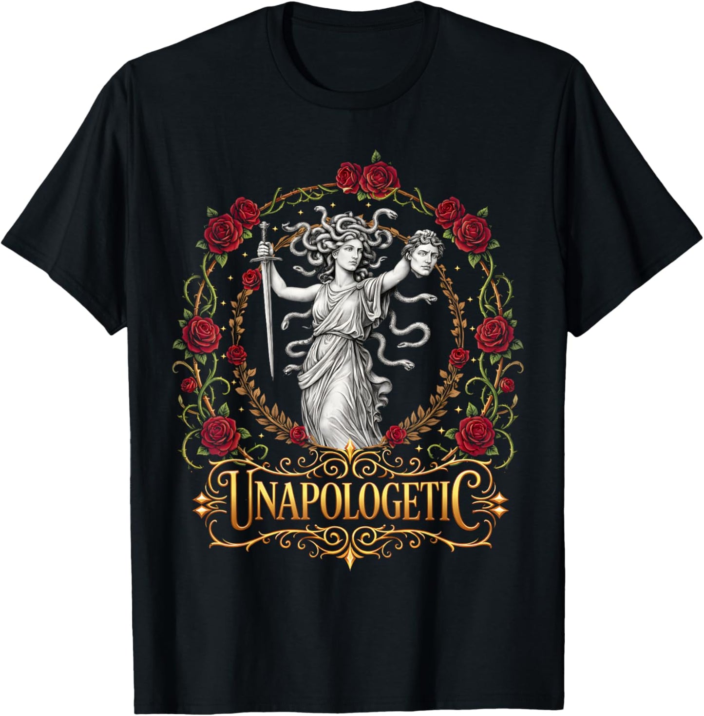 Unapologetic Medusa Feminist Women T-Shirt - T-Shirt | Black