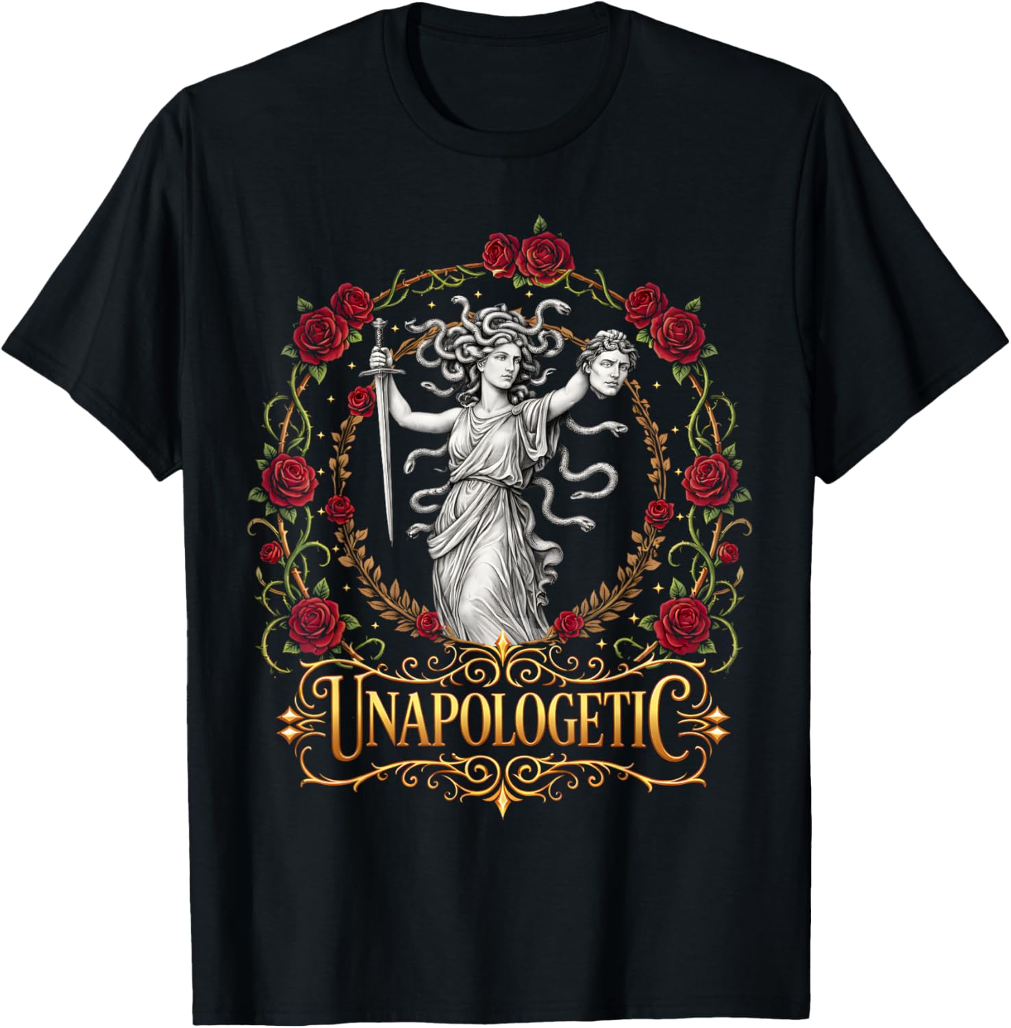 Unapologetic Medusa Feminist Women T-Shirt - T-Shirt | Black