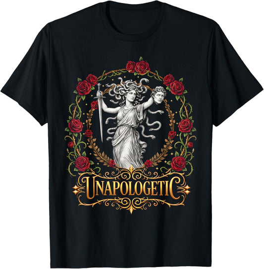 Unapologetic Medusa Feminist Women T-Shirt - T-Shirt | Black