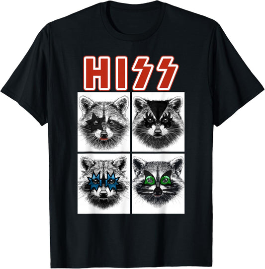 Retro Raccoon Rock Music Gift Rock Festival Funny Raccoon T-Shirt - T-Shirt | Black