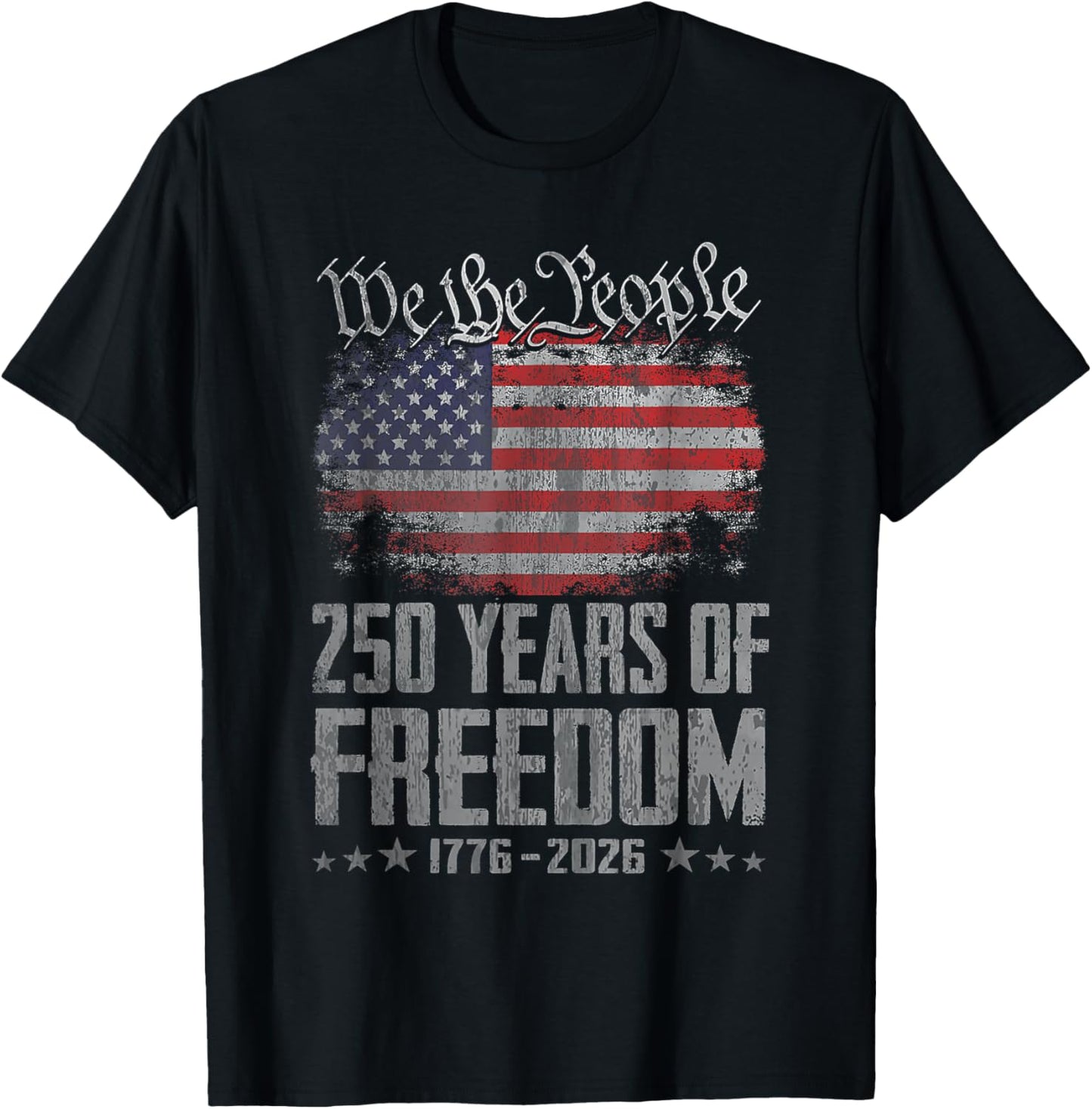 250 Years 1776 2026 250th Vintage American Flag 4th of July T-Shirt - T-Shirt | Black