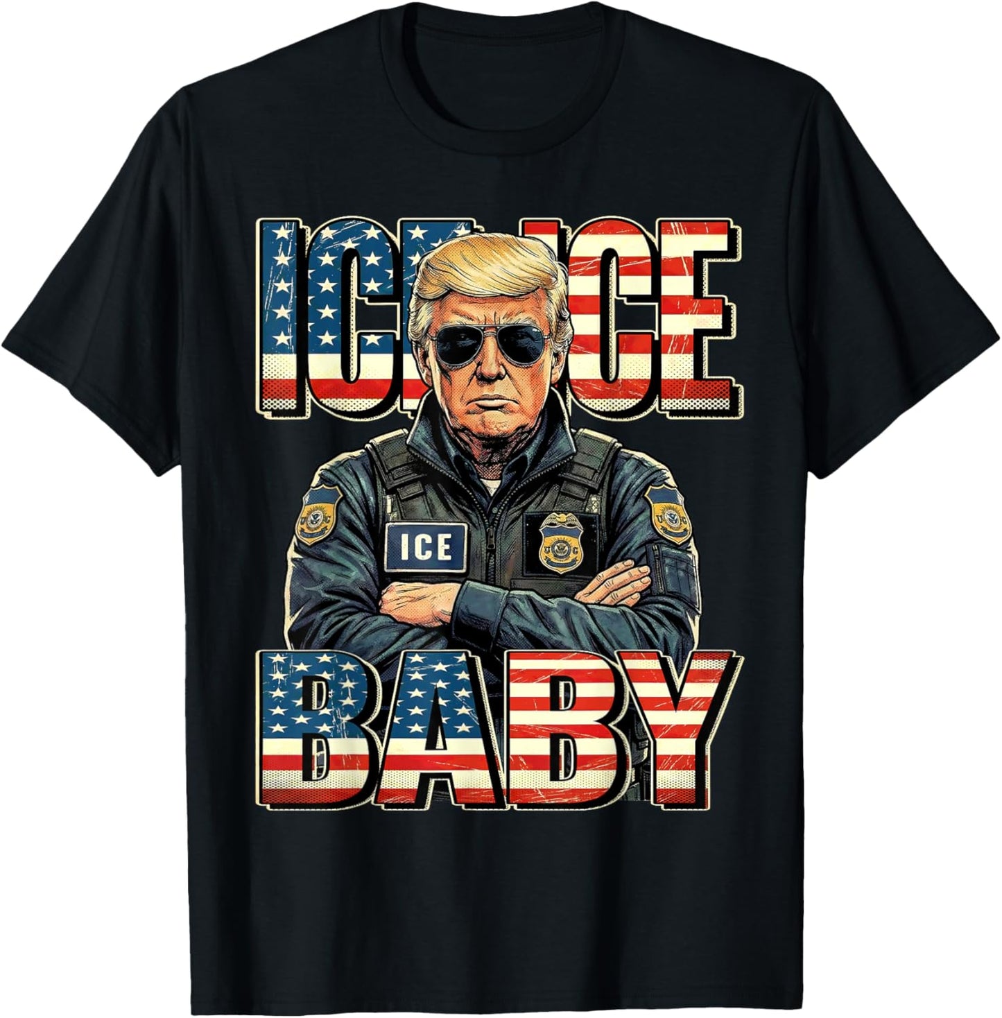 Ice Ice Baby Trump Funny Trump Meme 2026 Retro T-Shirt - T-Shirt | Black