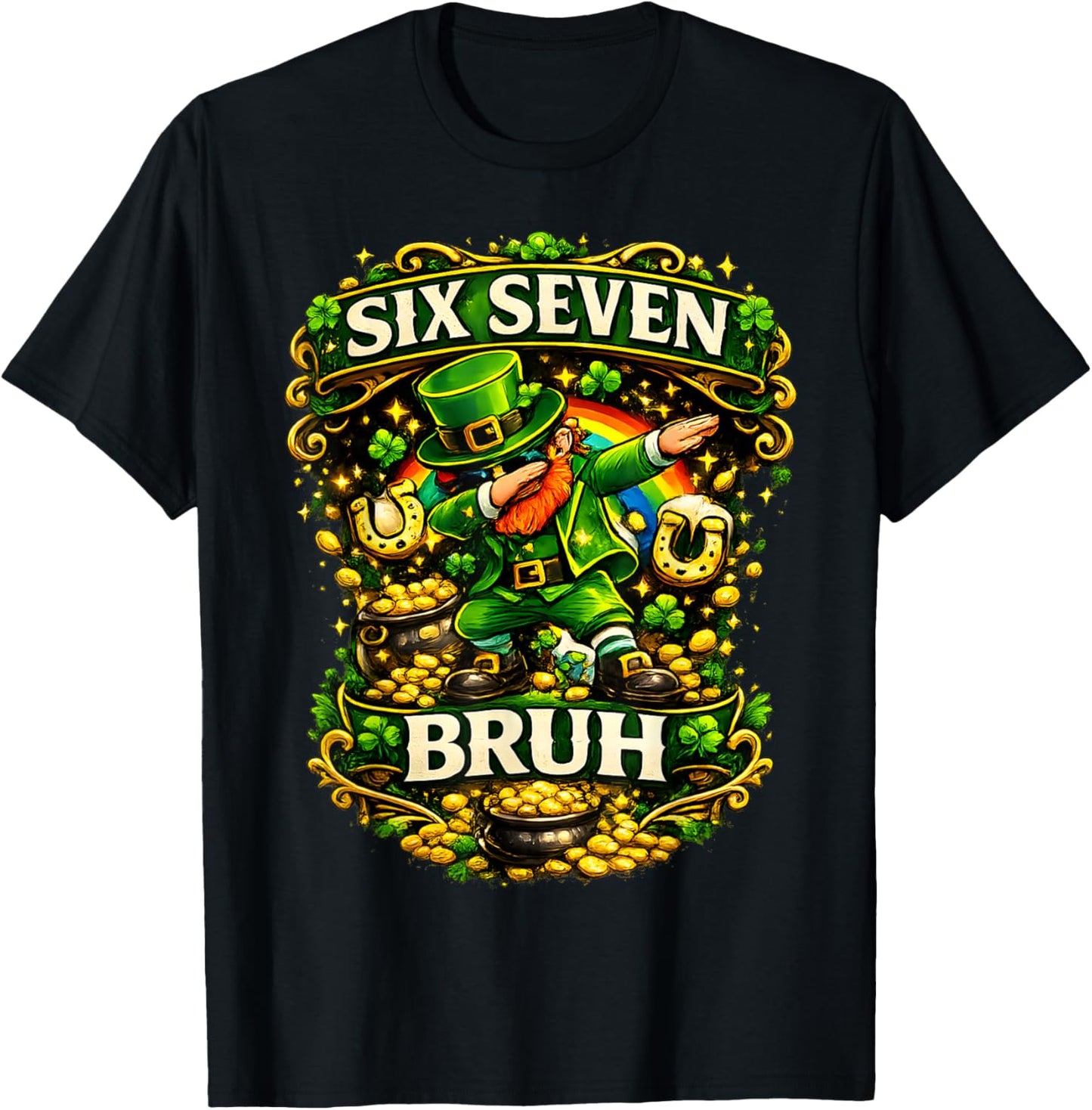 Bruh 67 six Seven Patrick's Day for Kids Boys Men Women Meme T-Shirt - T-Shirt | Black