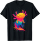 Colorful Rainbow Axolotl Cute Kawaii Style T-Shirt - T-Shirt | Black