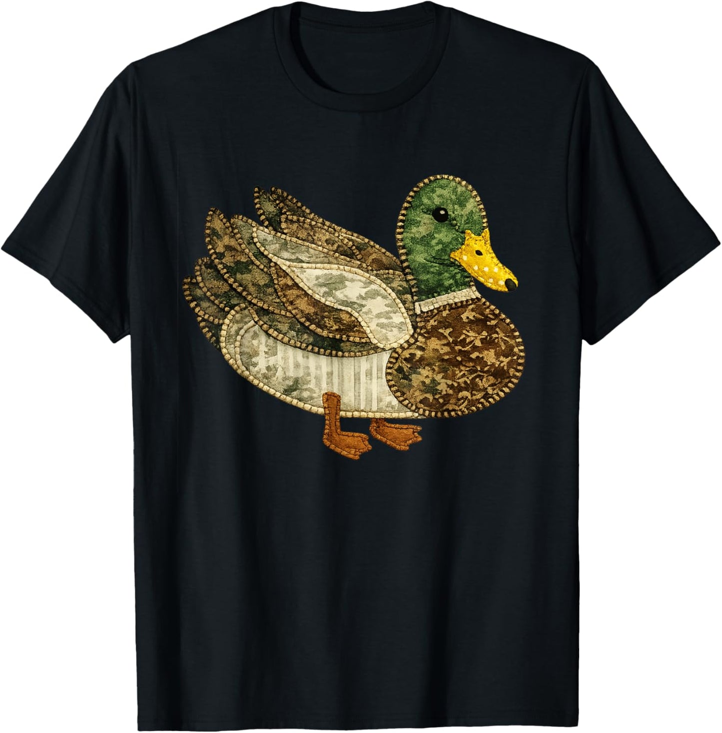 Mallard Duck Camouflage Patchwork Style Hunting Season T-Shirt - T-Shirt | Black