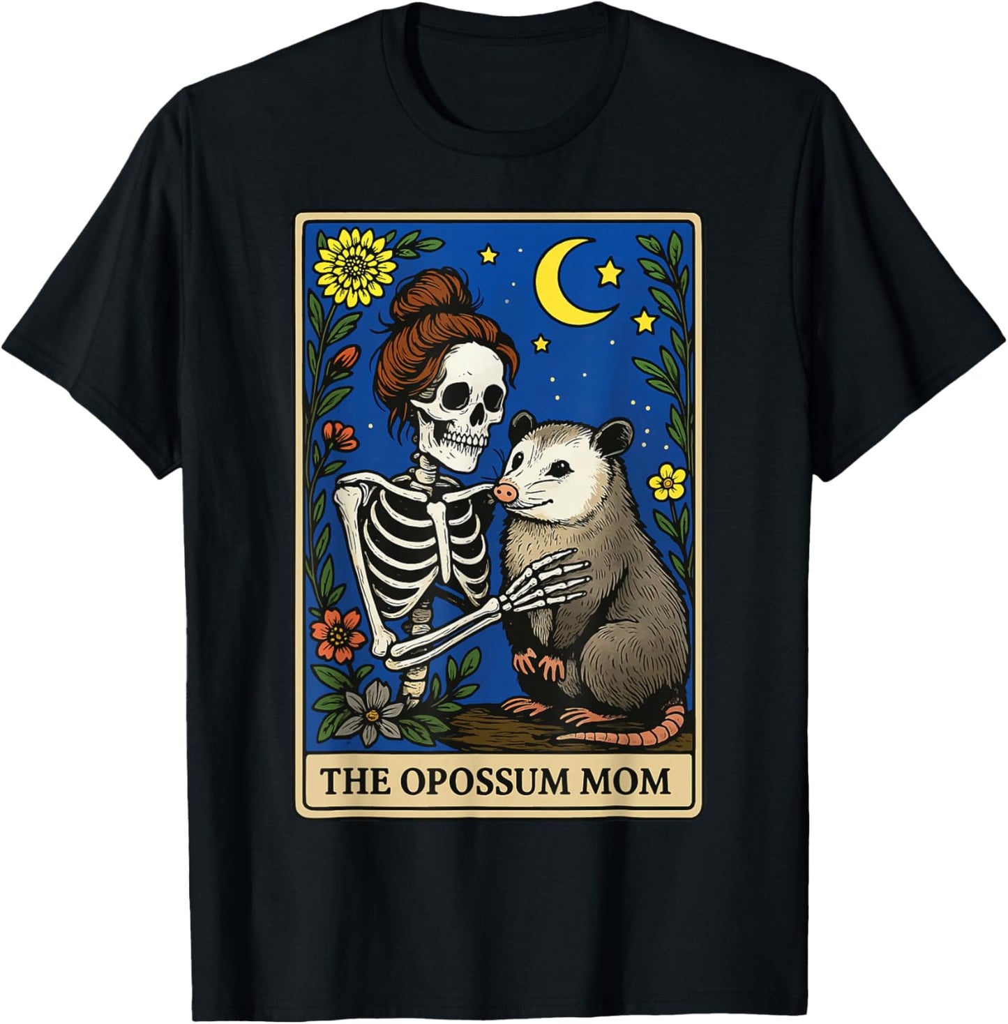 The Opossum Mom Tarot Card T-Shirt - T-Shirt | Black