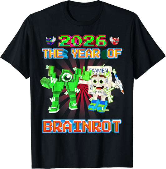 2026 The Year of W and Yess Examen Brainrots Boys Kids Teens T-Shirt - T-Shirt | Black