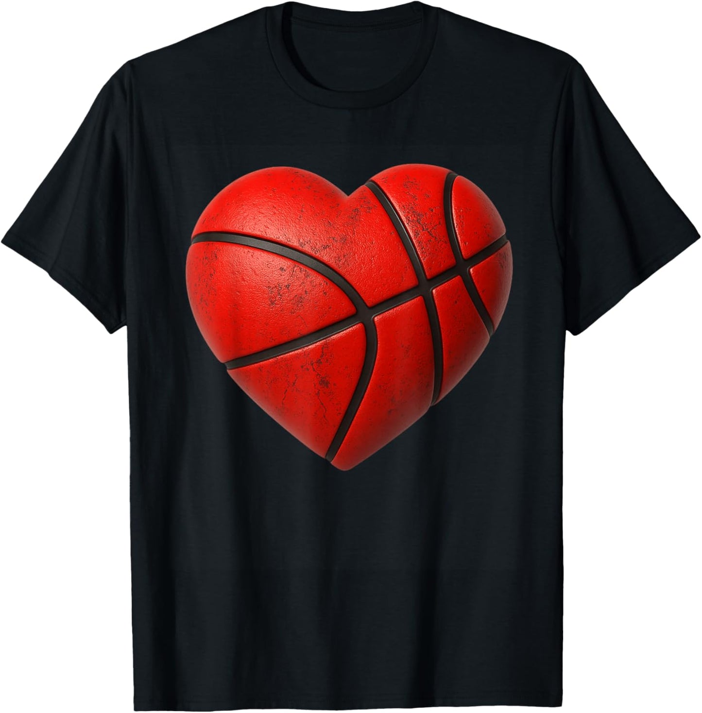Basketball Heart Shape Valentines Day Love Boys Men T-Shirt - T-Shirt | Black