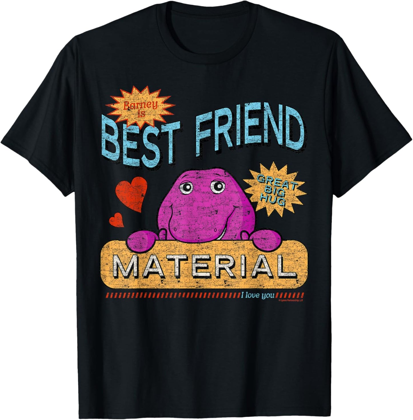 Barney Best Friend Material Retro T-Shirt - T-Shirt | Black