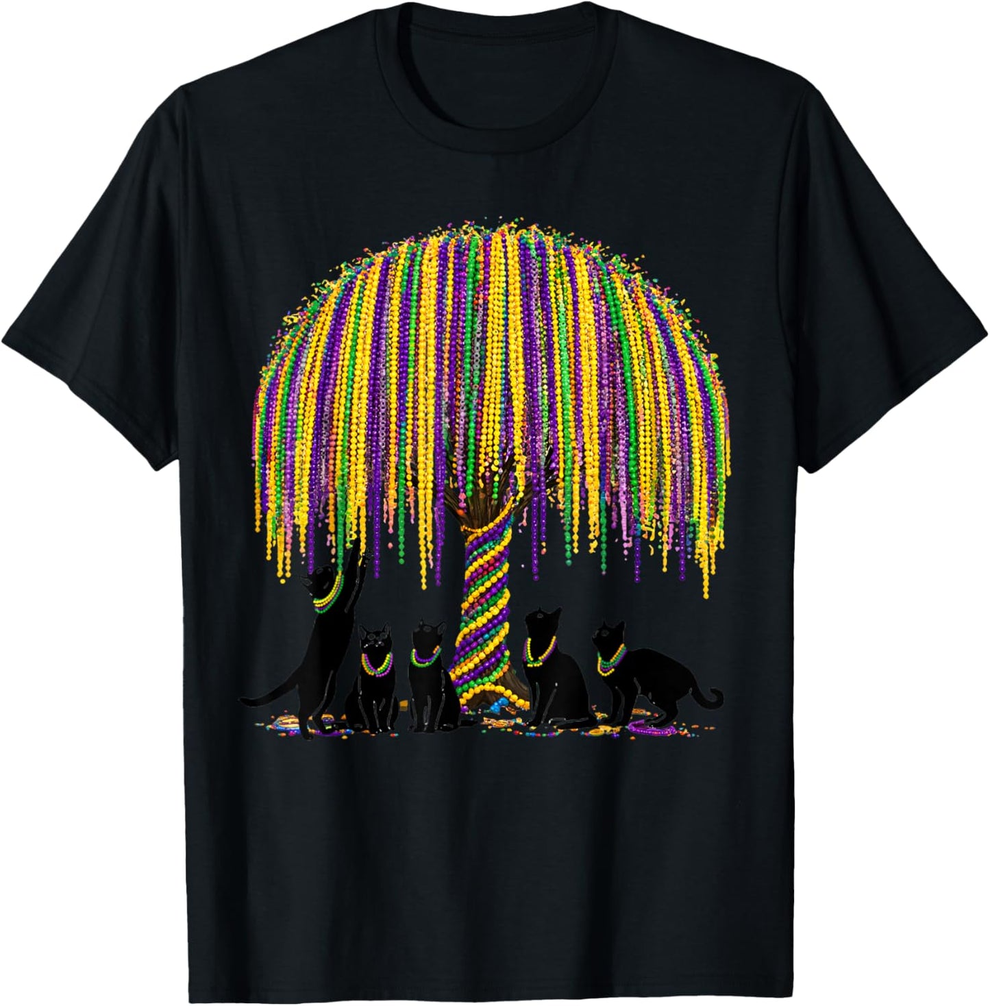 Funny Curious Cats Mardi Gras Outfit Kids Teens T-Shirt - T-Shirt | Black