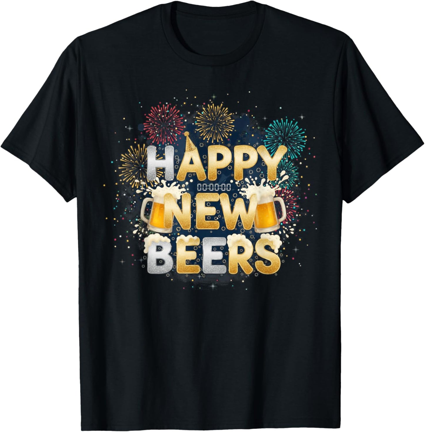 Happy New Beer – NYE Funny New Year Party T-Shirt - T-Shirt | Black