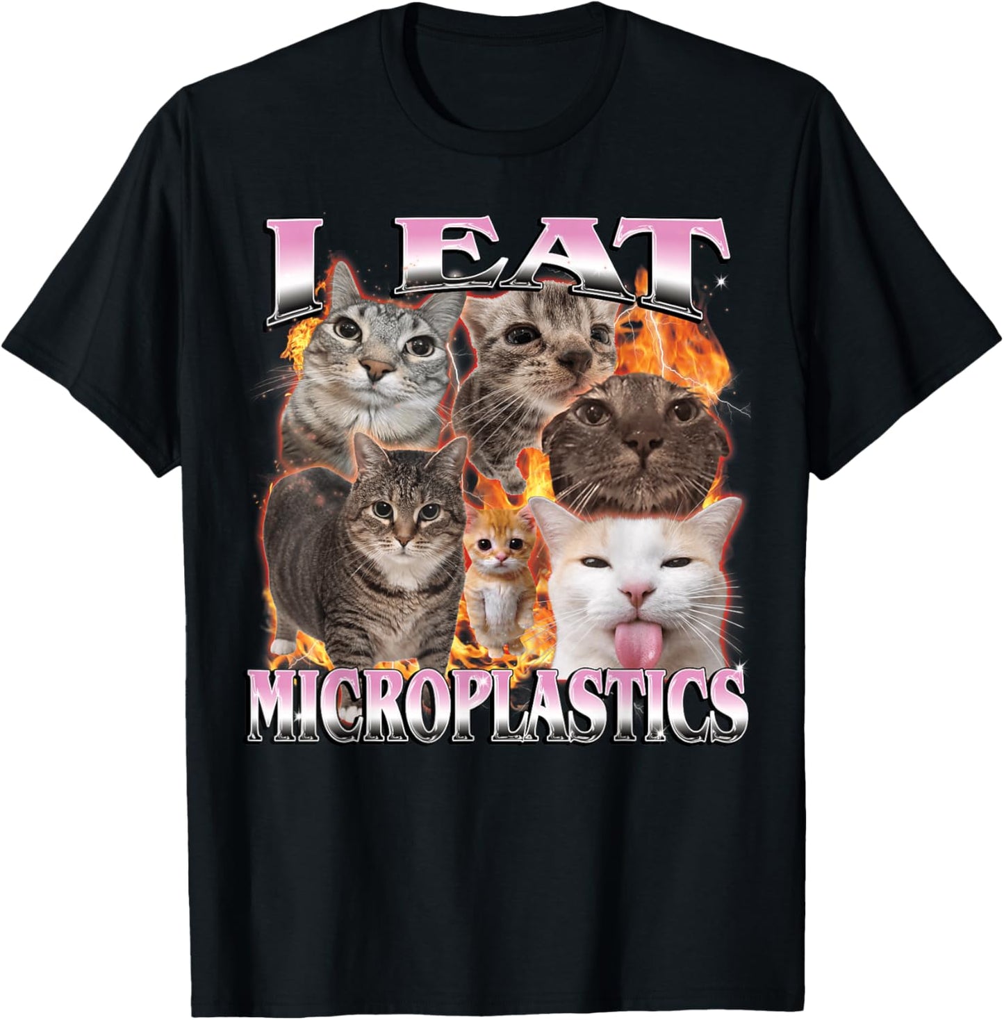 I Eat Microplastics Funny Cat Meme Bootleg Women T-Shirt - T-Shirt | Black