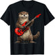 Funny Otter Playing Guitar Rock and Roll Gifts Men Women Kid T-Shirt - T-Shirt | Black
