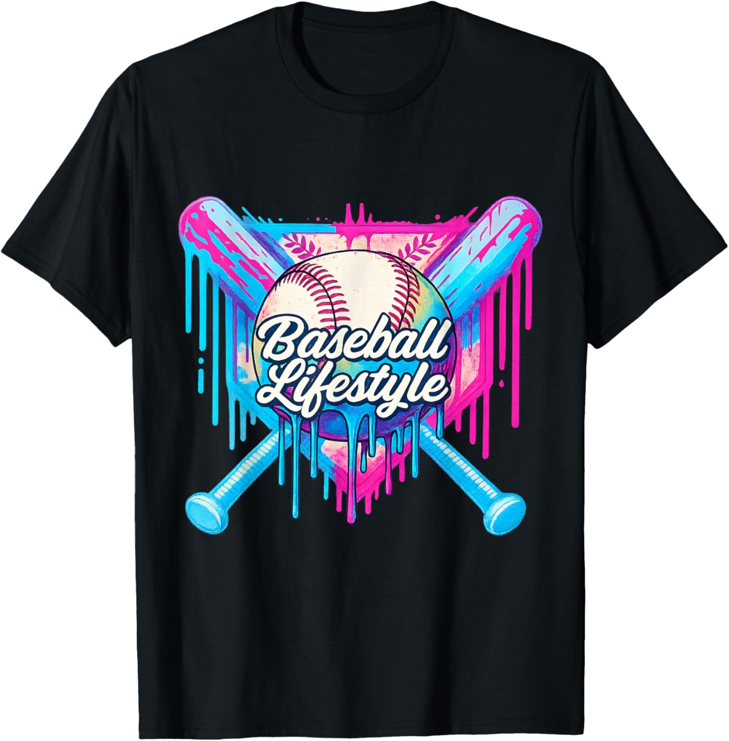Baseball Life Style 101 Apparel Youth Drip Baseball T-Shirt - T-Shirt | Black