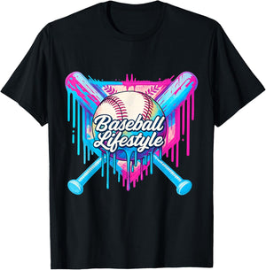 Baseball Life Style 101 Apparel Youth Drip Baseball T-Shirt - T-Shirt | Black