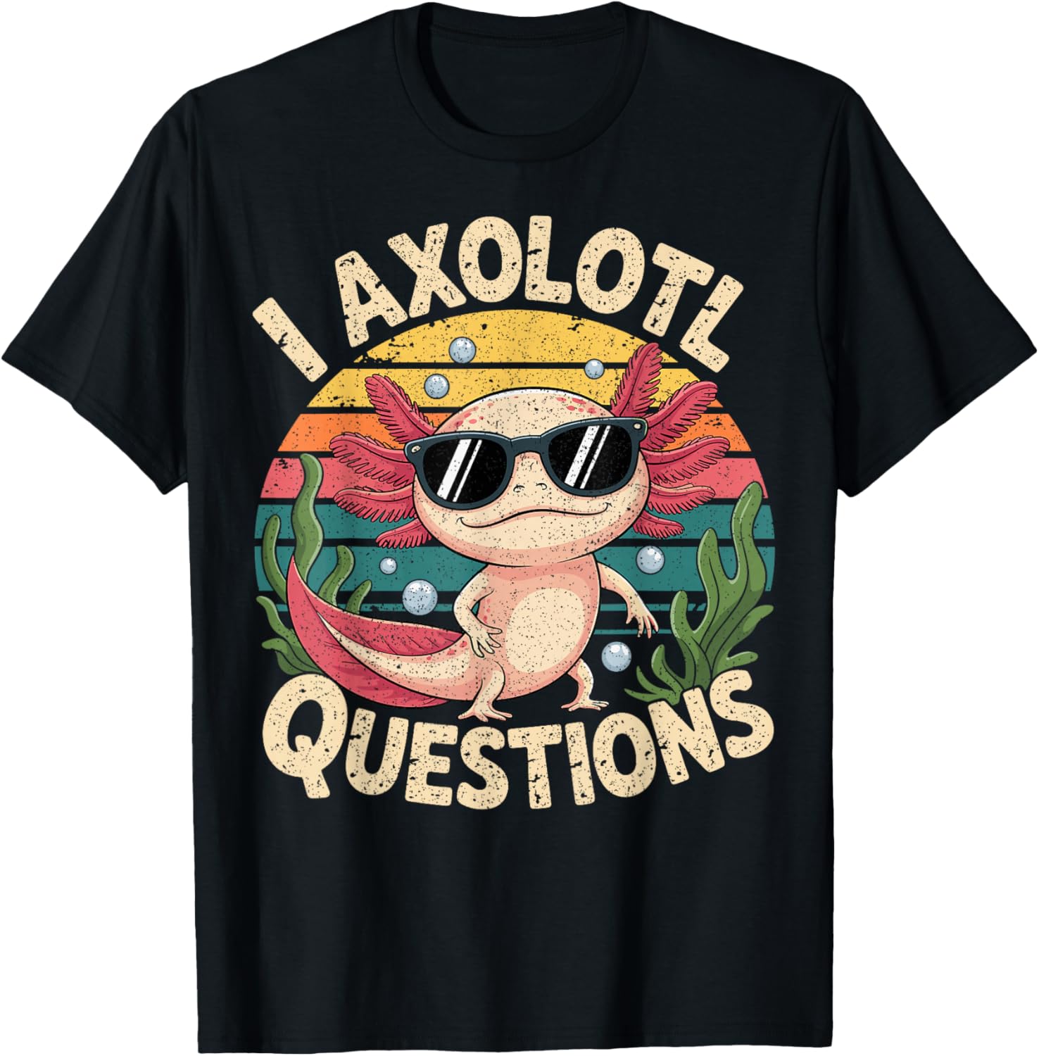 I Axolotl Questions Adults Youth Kids Retro Axolotl T-Shirt - T-Shirt | Black