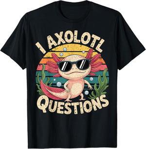 I Axolotl Questions Adults Youth Kids Retro Axolotl T-Shirt - T-Shirt | Black