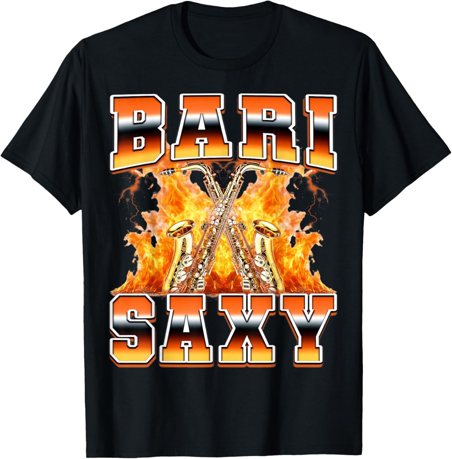 Bari Saxy Saxophone Player Instrument Saxophonist Sax 90s T-Shirt - T-Shirt | Black