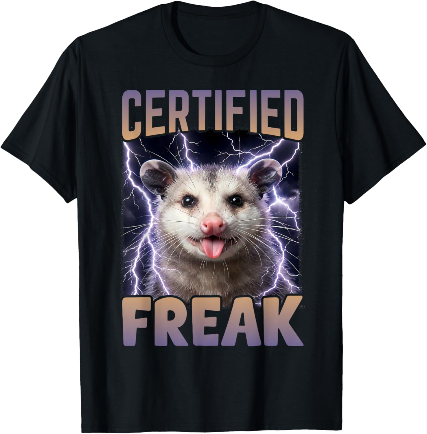 Certified Freak Possum Funny Cursed Meme T-Shirt - T-Shirt | Black