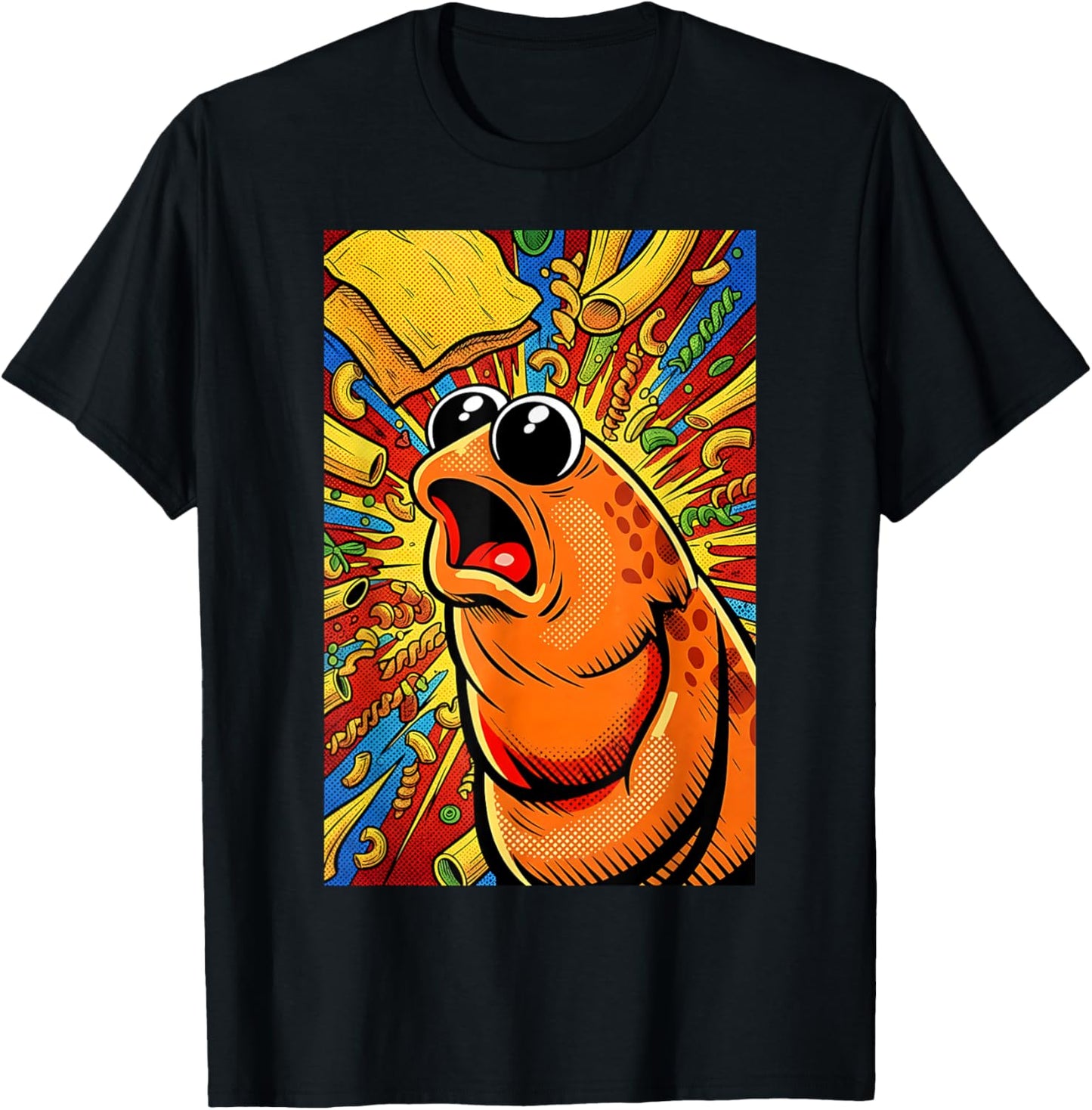 Marcus The Worm with Pasta Funny Meme Retro Comic Style T-Shirt - T-Shirt | Black