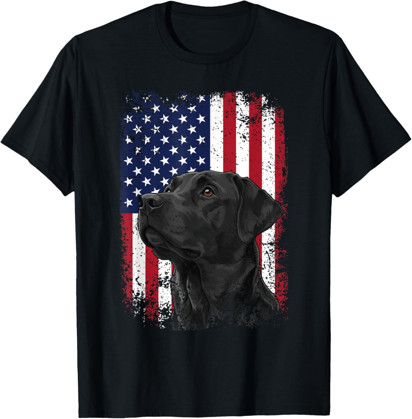 Patriotic Lab Hunting Labrador US Flag Hunting Dog T-Shirt - T-Shirt | Black