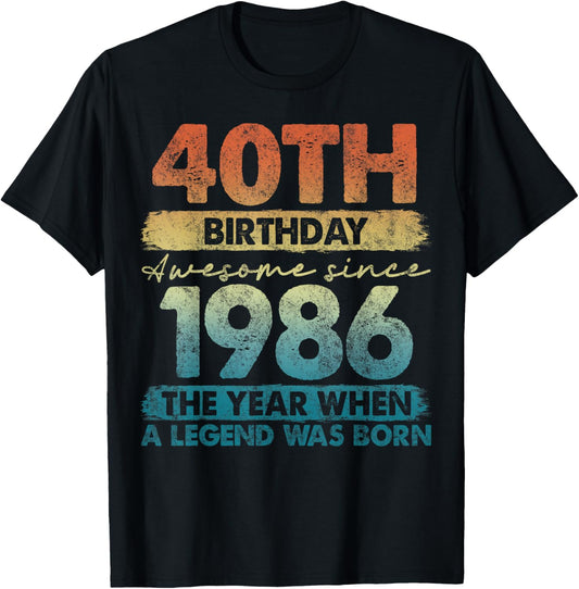 40 Year Old Gifts Vintage 1986 Limited Edition 40th Birthday T-Shirt - T-Shirt | Black